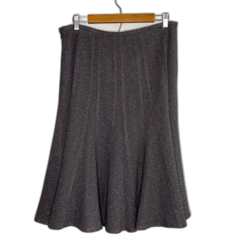 New Directions Women's 12 Gray Tweed Flare Skirt Career Office Church